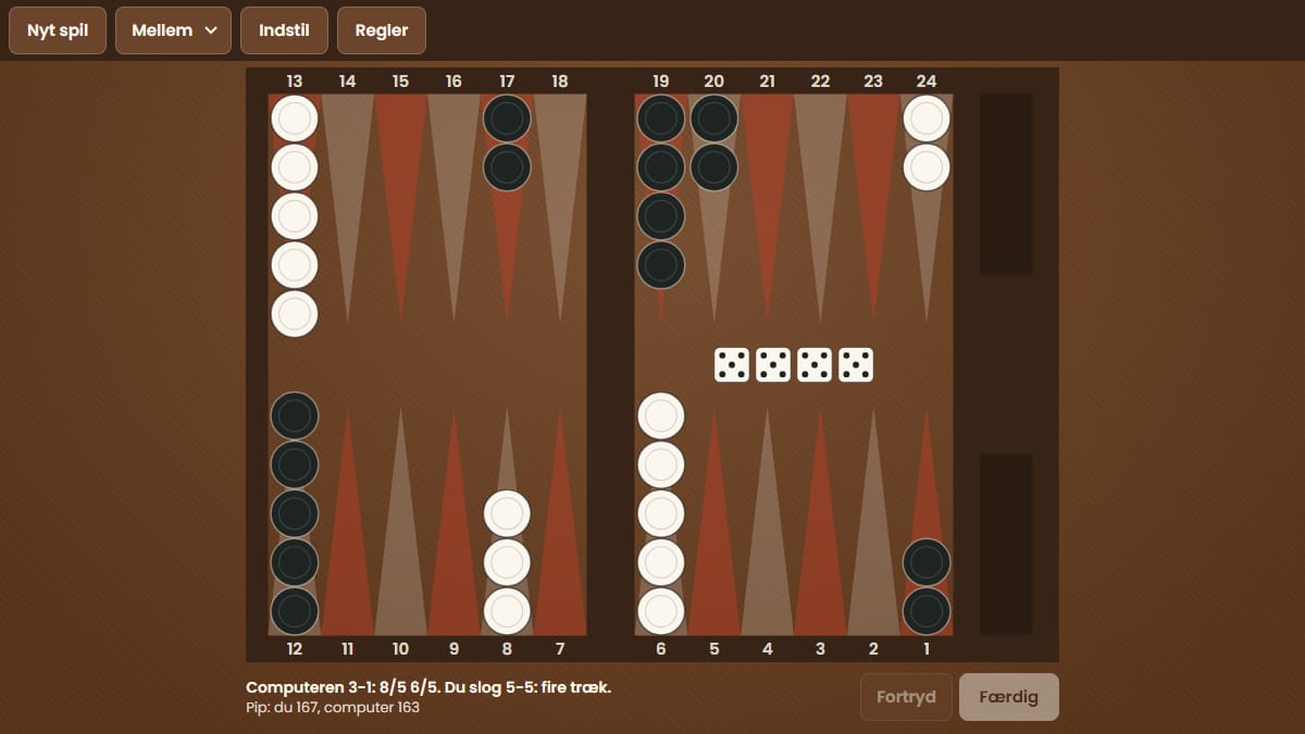 Backgammon: Spil gratis online, regler og opstilling