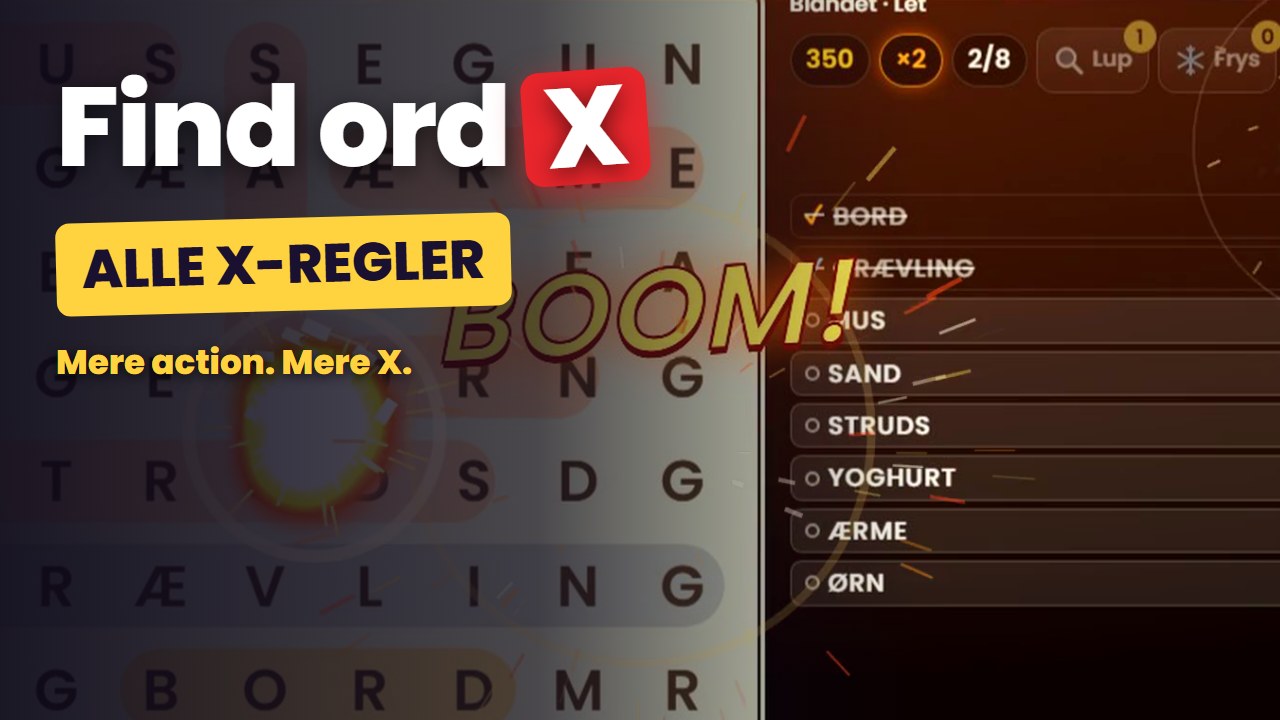 Find ord X: lunte, bombe, kombo, lup og frys