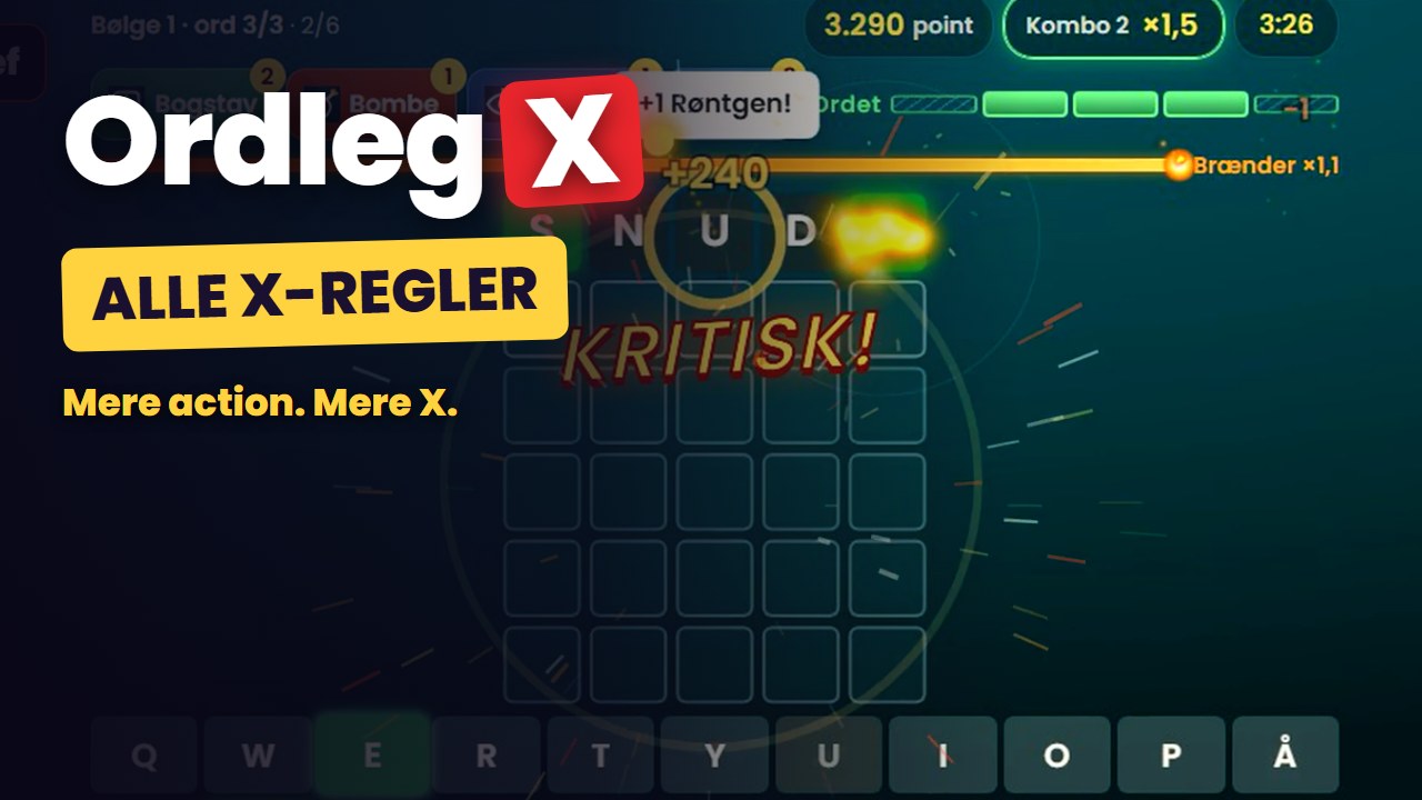 Ordleg X: kritiske træf, kombo, boss-ord, virus og power-ups
